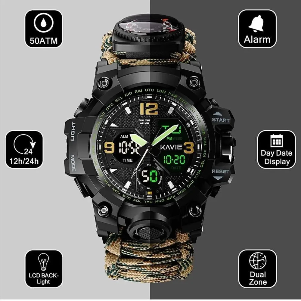 23-in-1 Survival Digital Watch Brown Camo